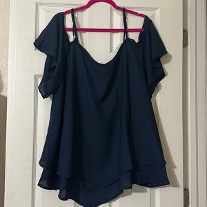 Navy blue light weight cap sleeves top